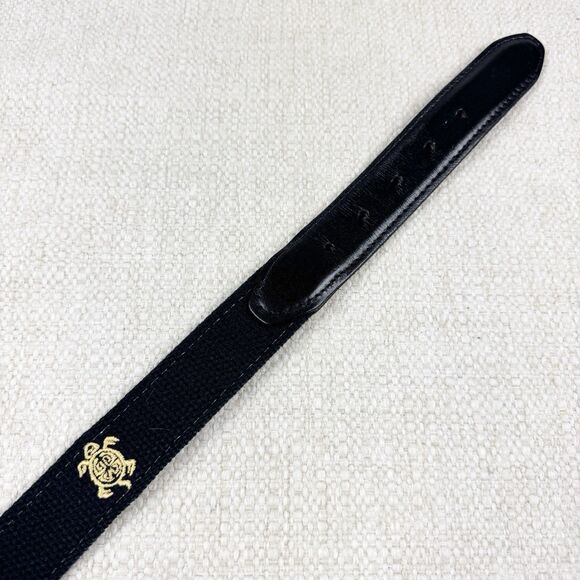 YRI Belt Mens Old Memorial Golf Club Black Embroidered Turtle Logo - Picture 7 of 16